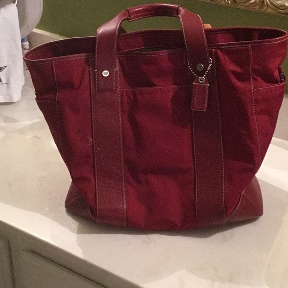 Coach Handbags - Red Coach Overnight Bag Computer Bag or Carry All